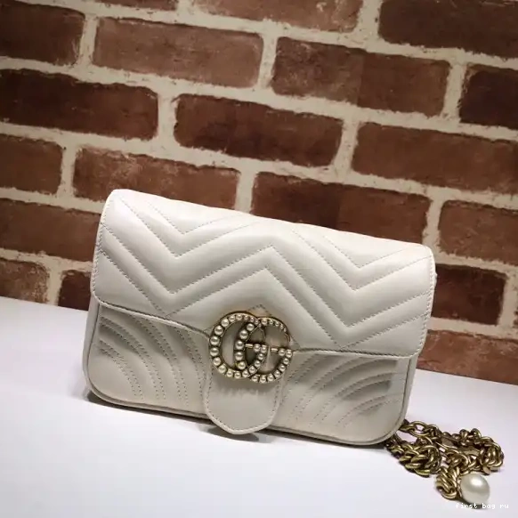 Firstbag ru Pearl GUCCI Chain Marmont GG Belt Bag 0625